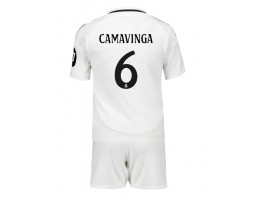 Real Madrid Eduardo Camavinga #6 Hemmakläder Barn 2024-25 Kortärmad (+ Korta byxor)